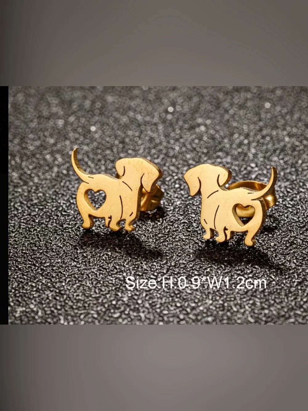 Gold Dog Heart Stud Earrings - Pet Lover Jewelry